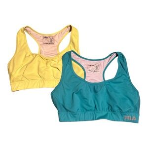 Fila Neon Green and Teal Razor Back Sports Bra Bundle Women’s Size Large